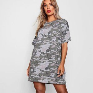 Boohoo Camo T-Shirt Dress